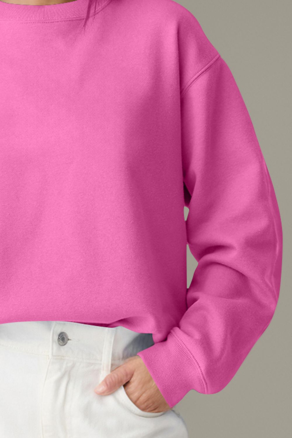 Round Neck Long Sleeve Sweatshirt - Charming Charlie