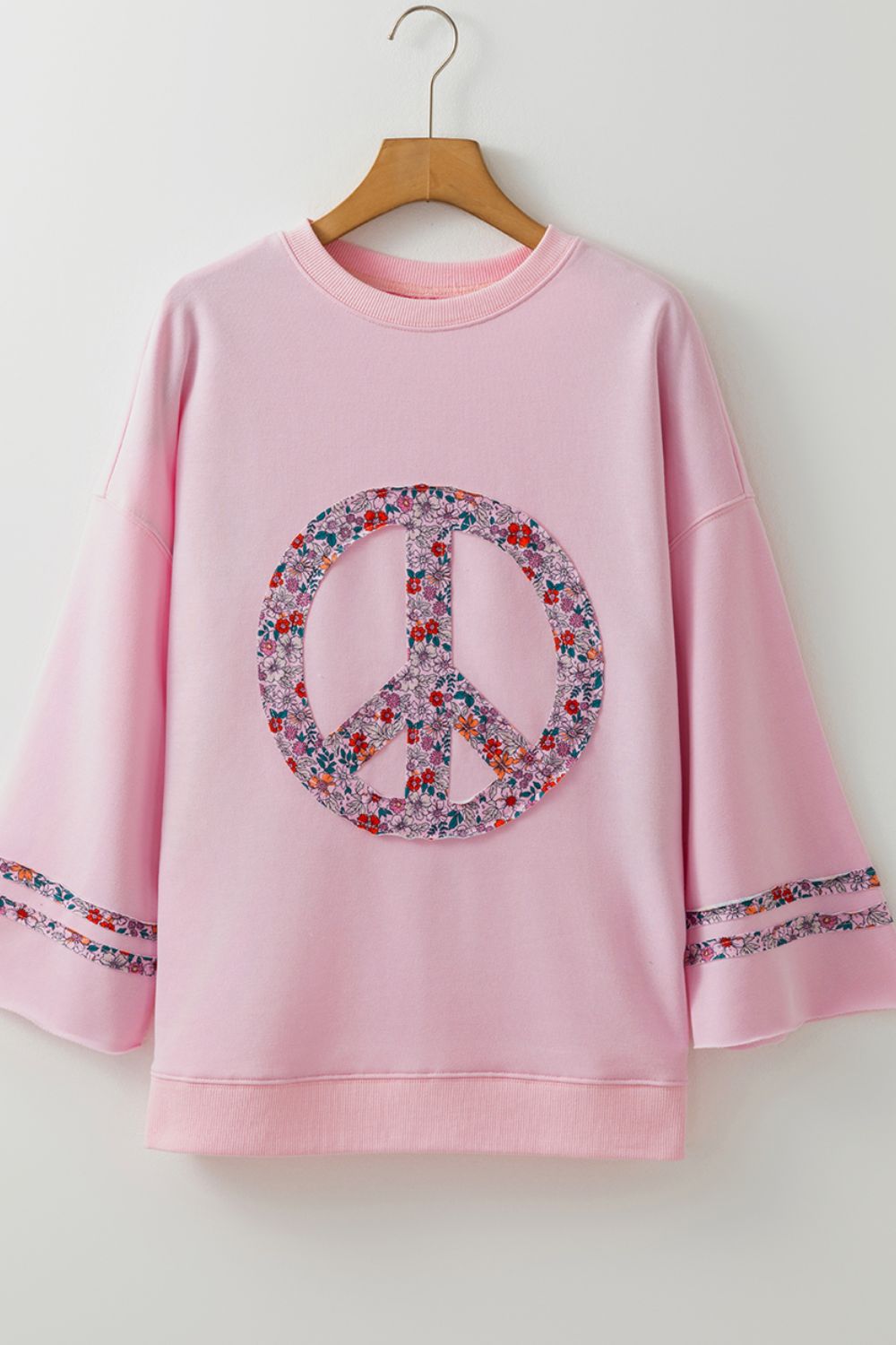 Peace Patch Round Neck Long Sleeve Top - Charming Charlie