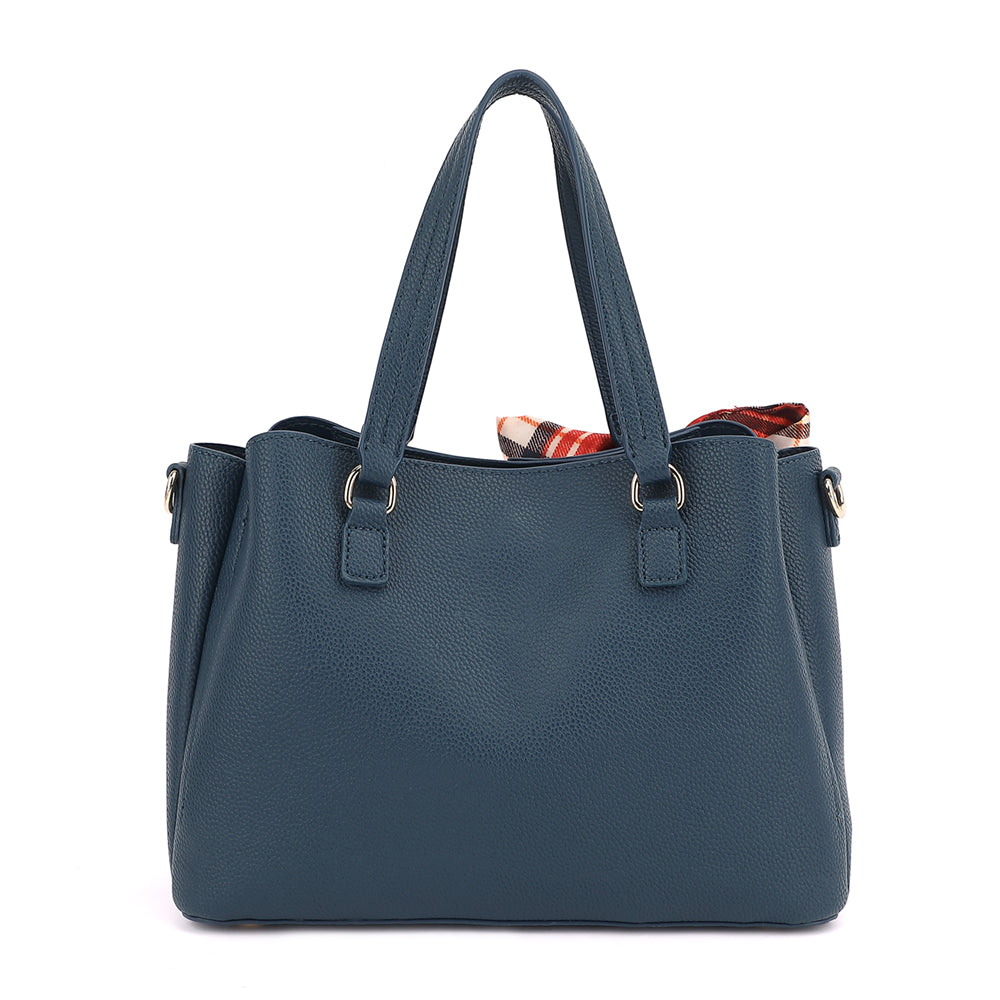 Triple Compartment Satchel with Scarf and Charm Detail - Charming Charlie