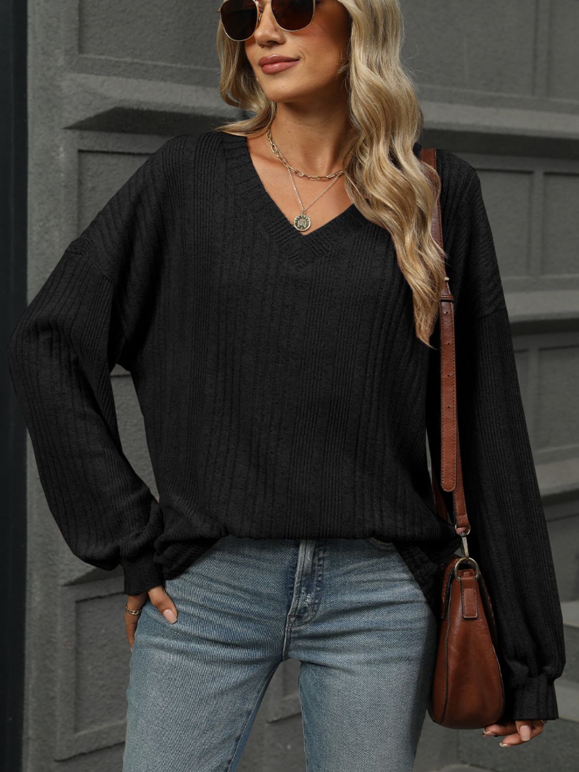 V-Neck Long Sleeve T-Shirt - Charming Charlie