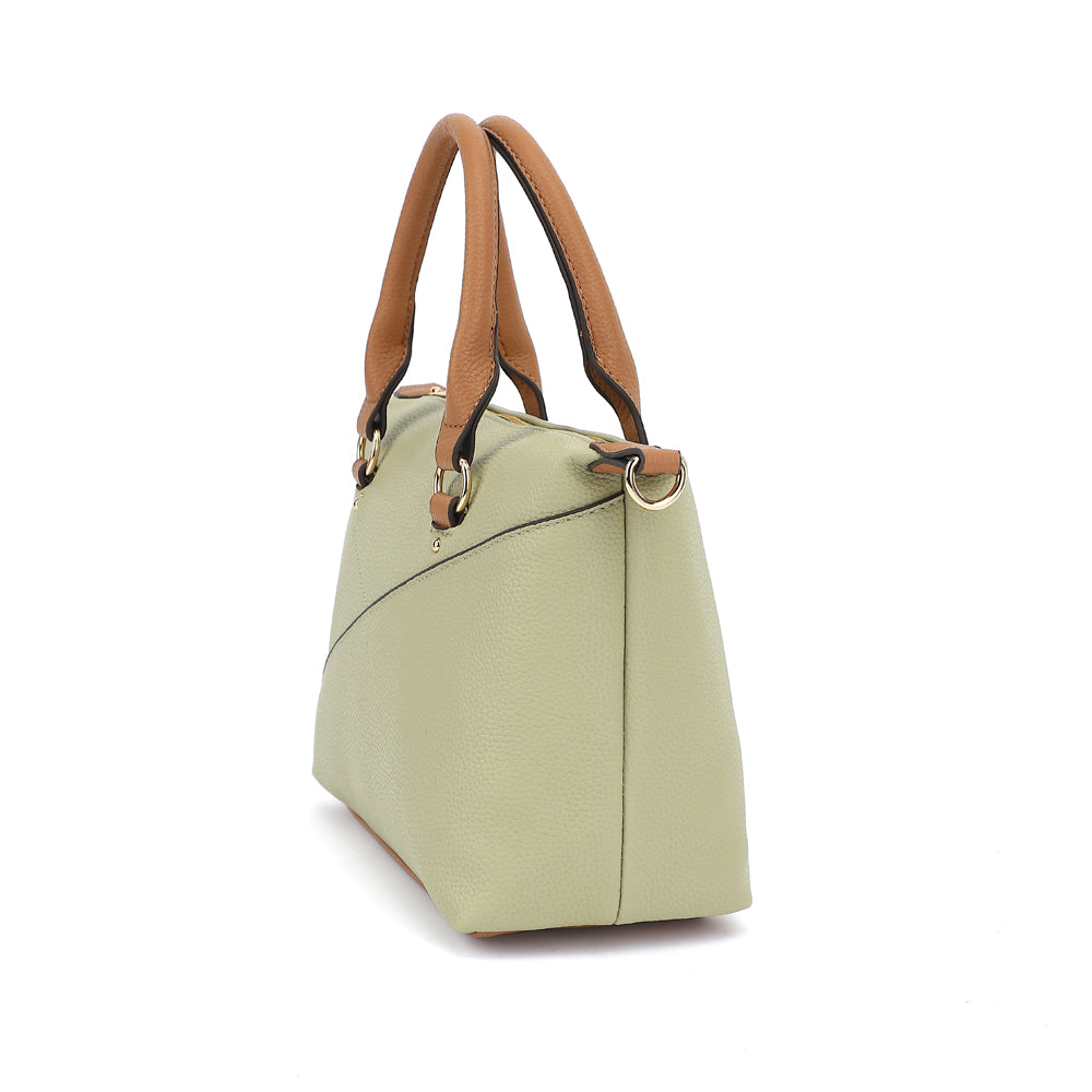 Double Handle Mid Size Satchel Two Tone with Crossbody Strap - Charming Charlie