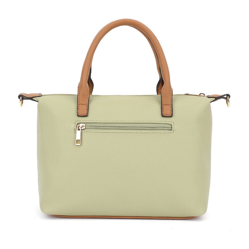 Double Handle Mid Size Satchel Two Tone with Crossbody Strap - Charming Charlie