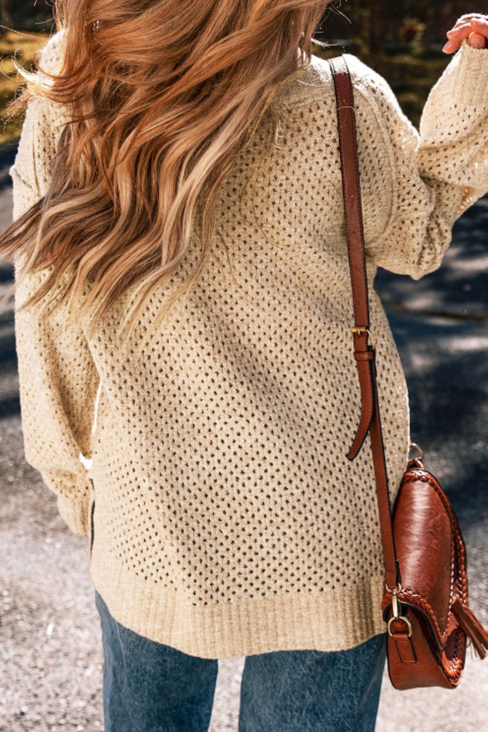V-Neck Dropped Shoulder Long Sleeve Sweater - Charming Charlie