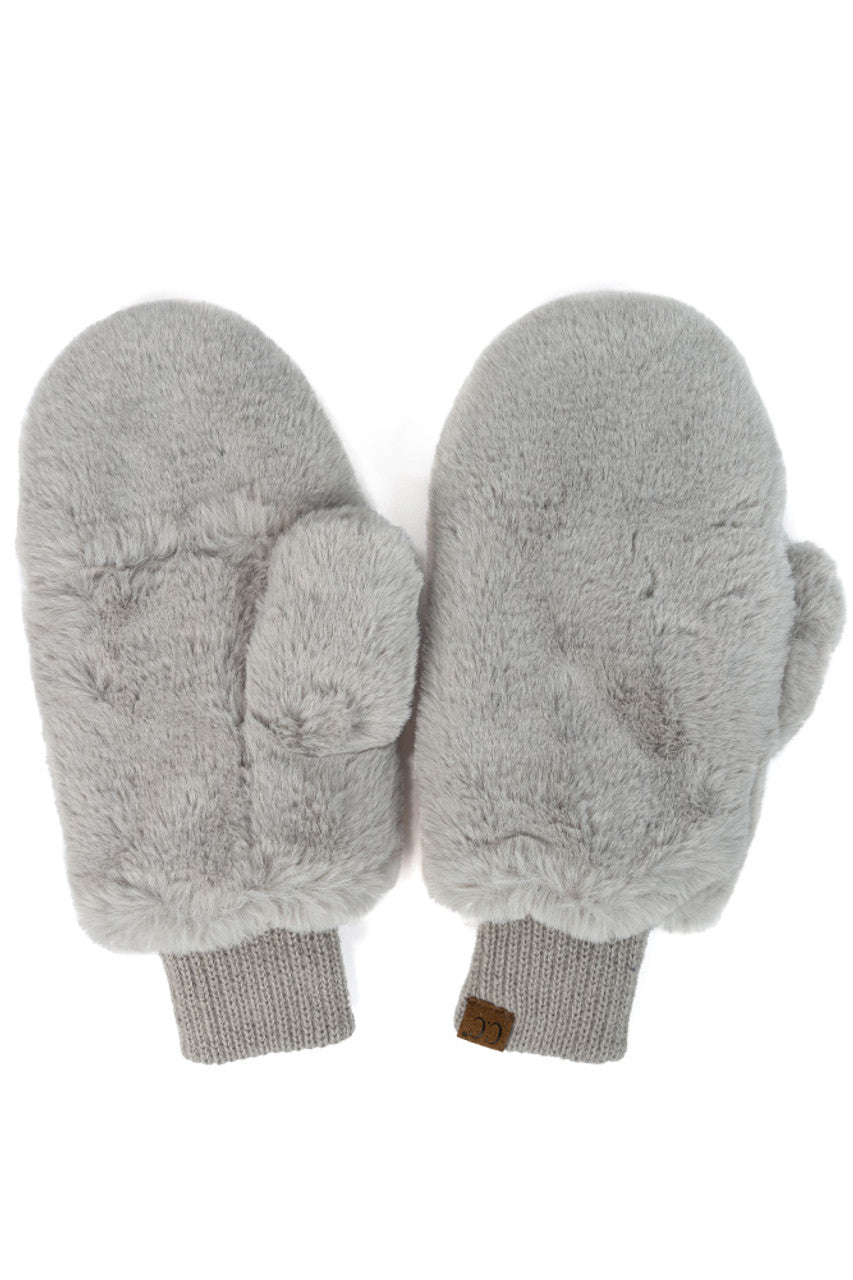 C.C Faux Fur Pop Top Mittens Gloves Shepherd Lining - Charming Charlie