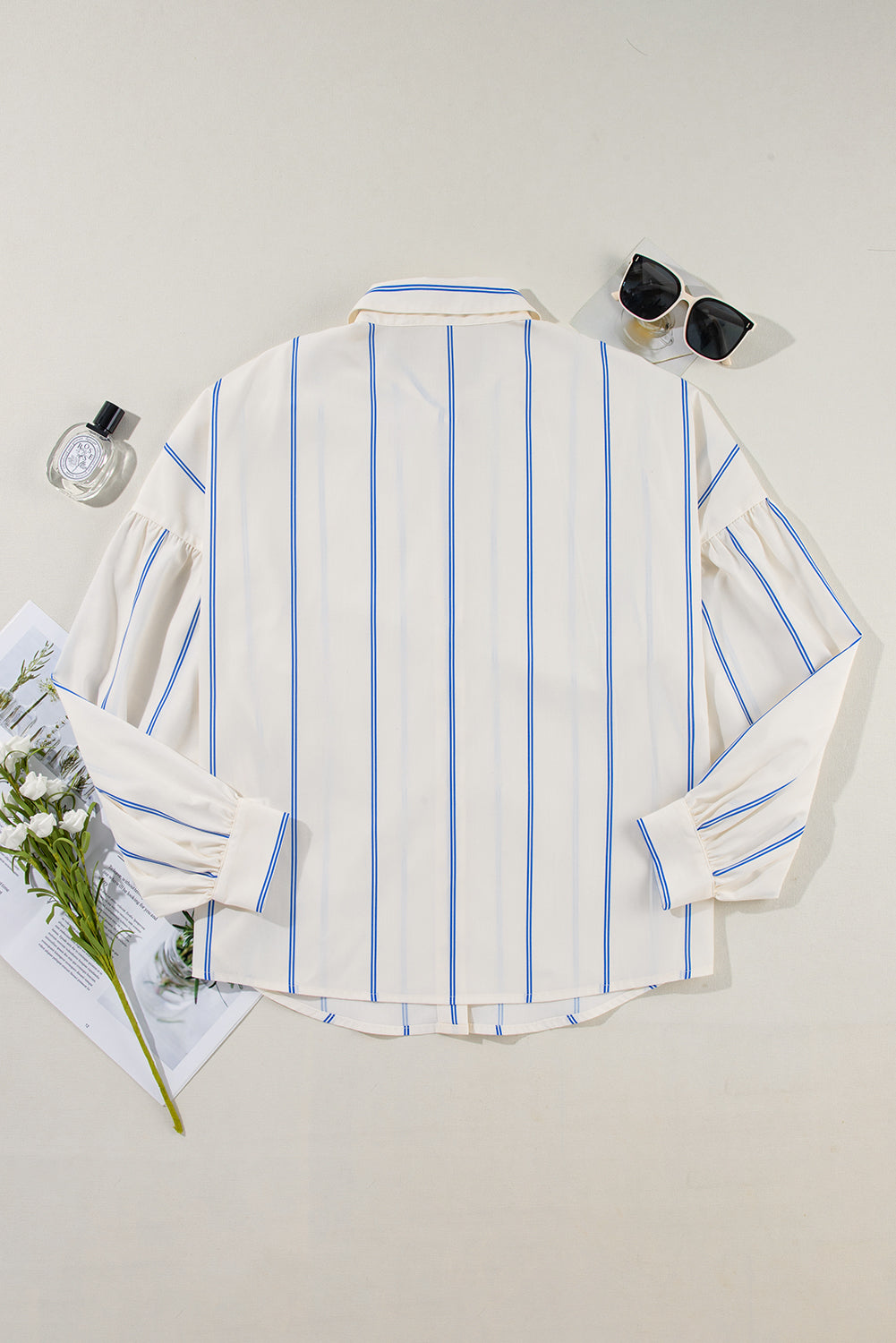 Striped Collared Neck Long Sleeve Shirt - Charming Charlie