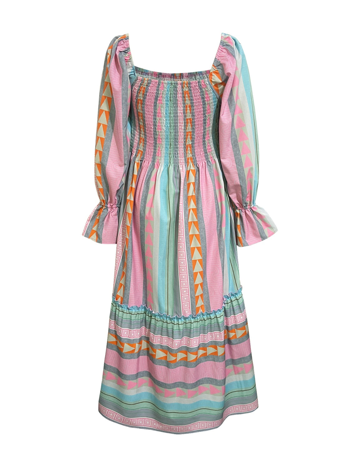 Ruffled Striped Long Sleeve Dress - Charming Charlie