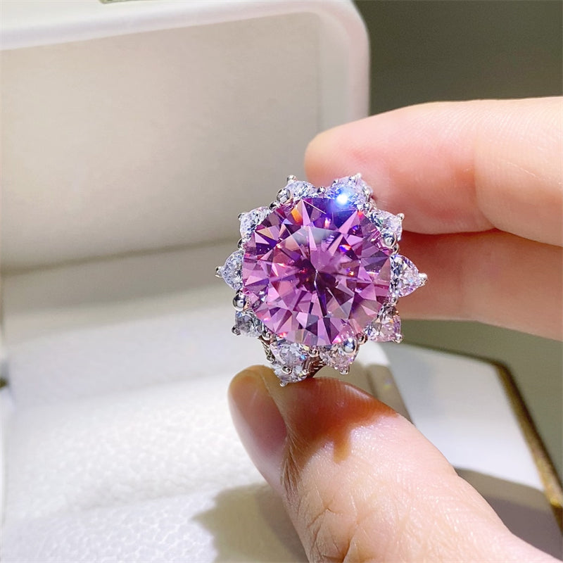 10 Carat Moissanite Zircon 925 Sterling Silver Ring - Charming Charlie