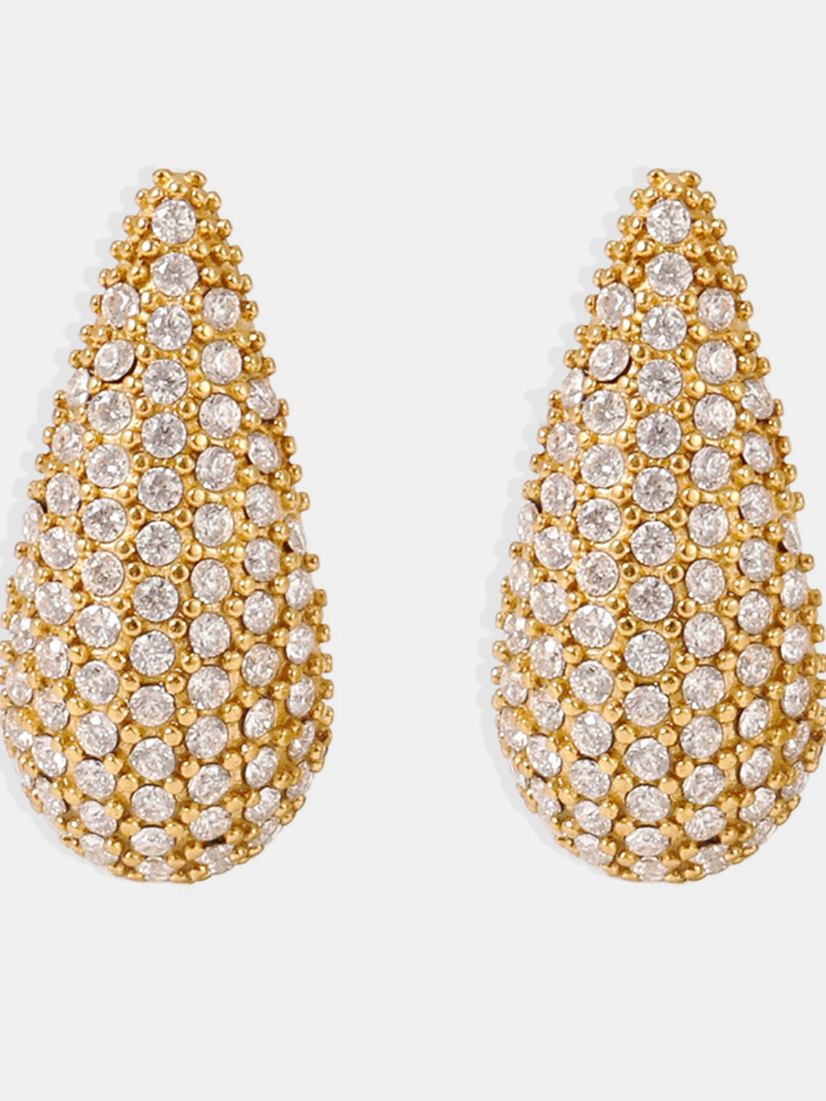 Stainless Steel Inlaid Zircon Teardrop Earrings - Charming Charlie