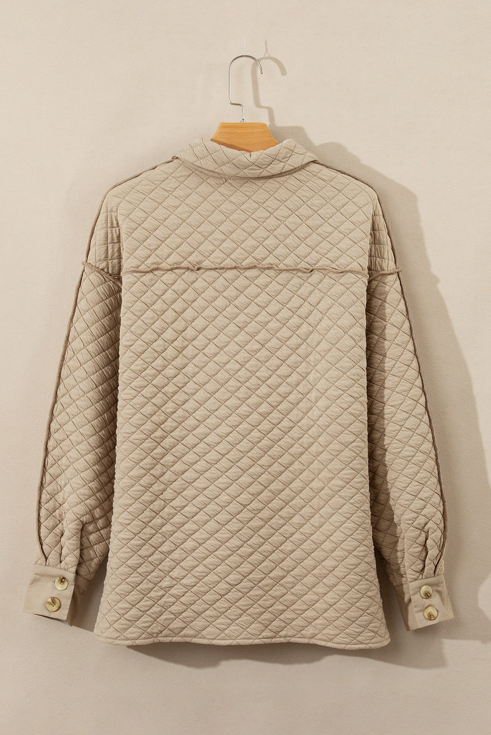Exposed Seam Collared Neck Button Up Shacket - Charming Charlie