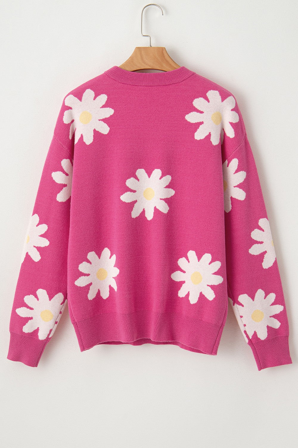 Daisy Round Neck Dropped Shoulder Sweater - Charming Charlie