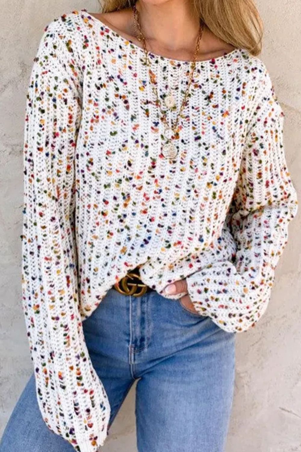Twisted Confetti Boat Neck Sweater - Charming Charlie