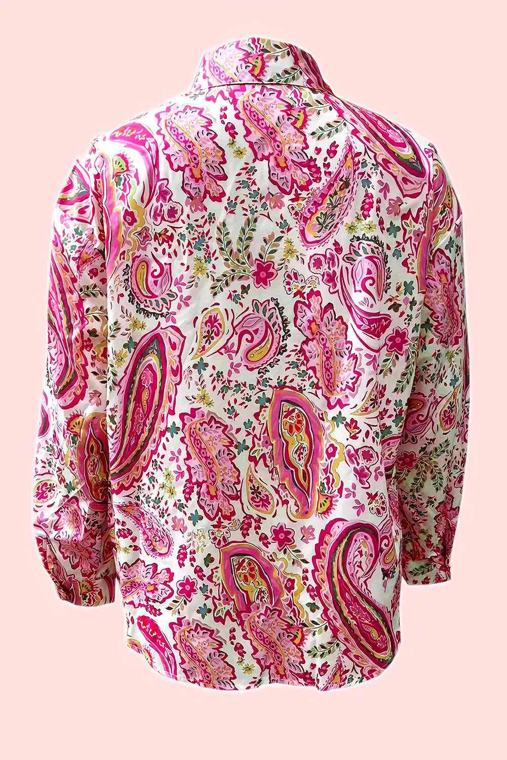 Printed Collared Neck Long Sleeve Shirt - Charming Charlie