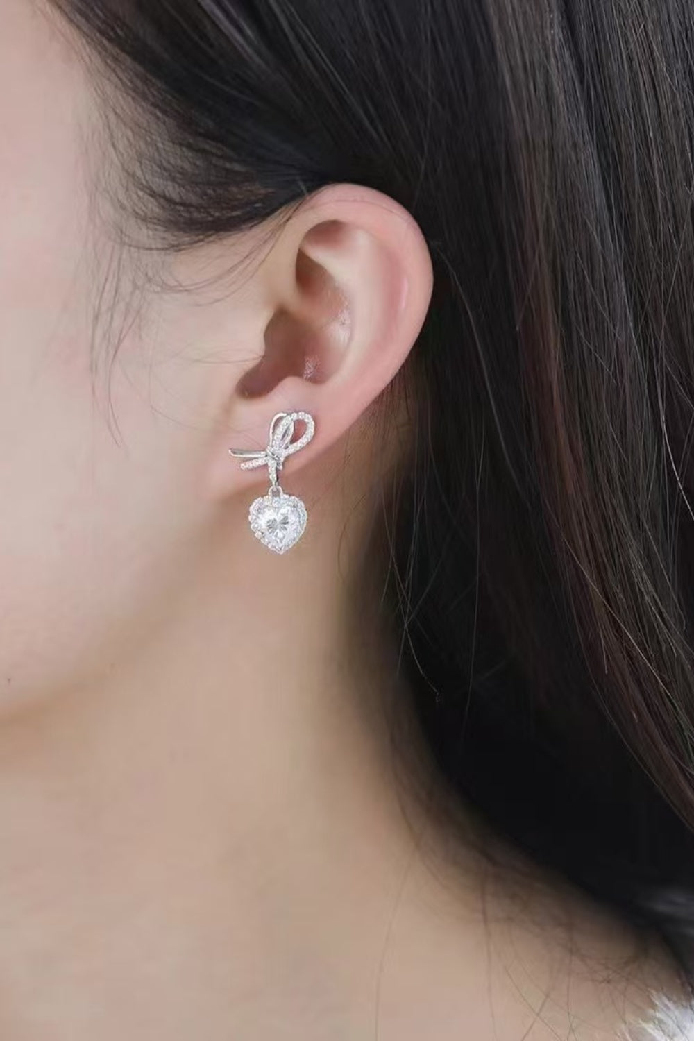2 Carat Moissanite 925 Sterling Silver Heart Earrings - Charming Charlie