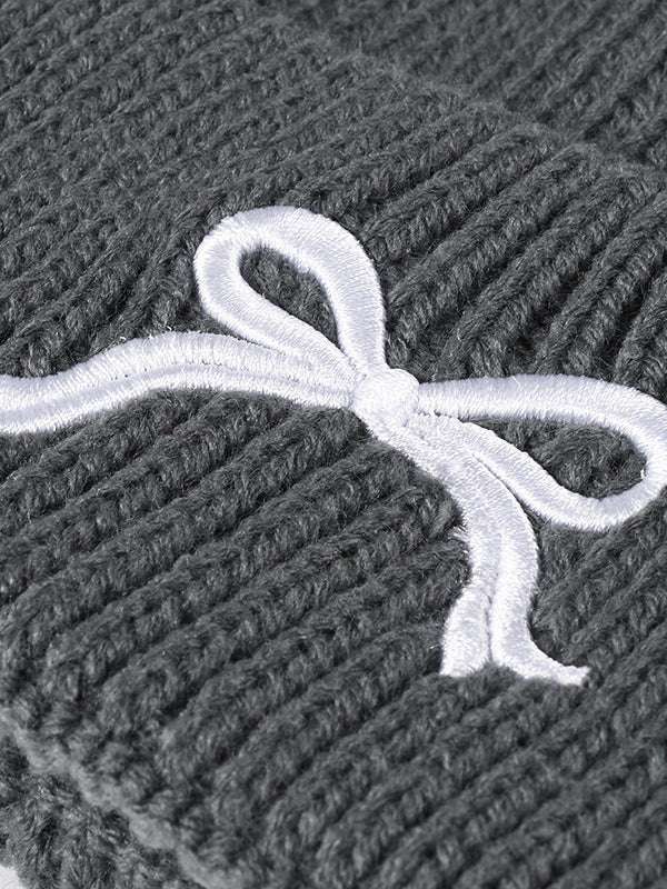 Embroidered Bow Knit Hat - Charming Charlie