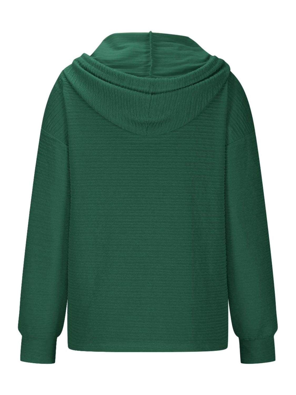 Drawstring Quarter Button Long Sleeve Hoodie - Charming Charlie