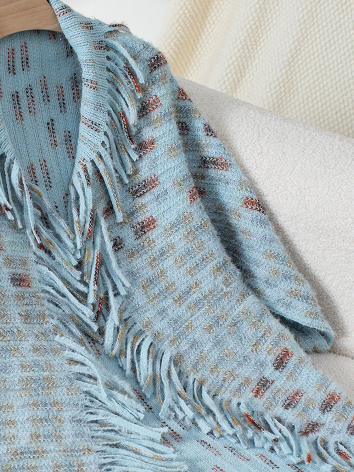 Fringe Open Front Half Sleeve Poncho - Charming Charlie