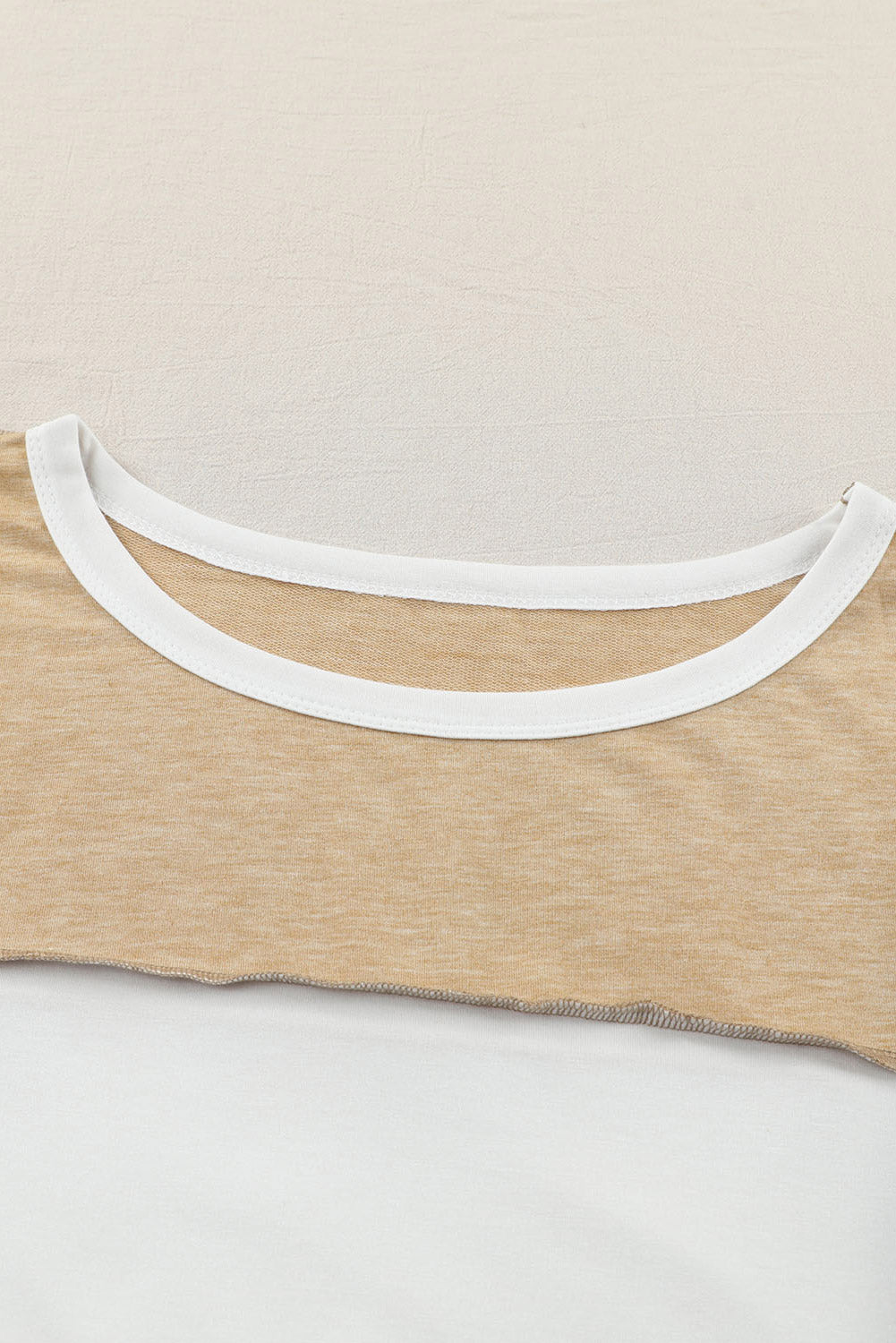 Exposed Seam Contrast Round Neck Long Sleeve Top - Charming Charlie