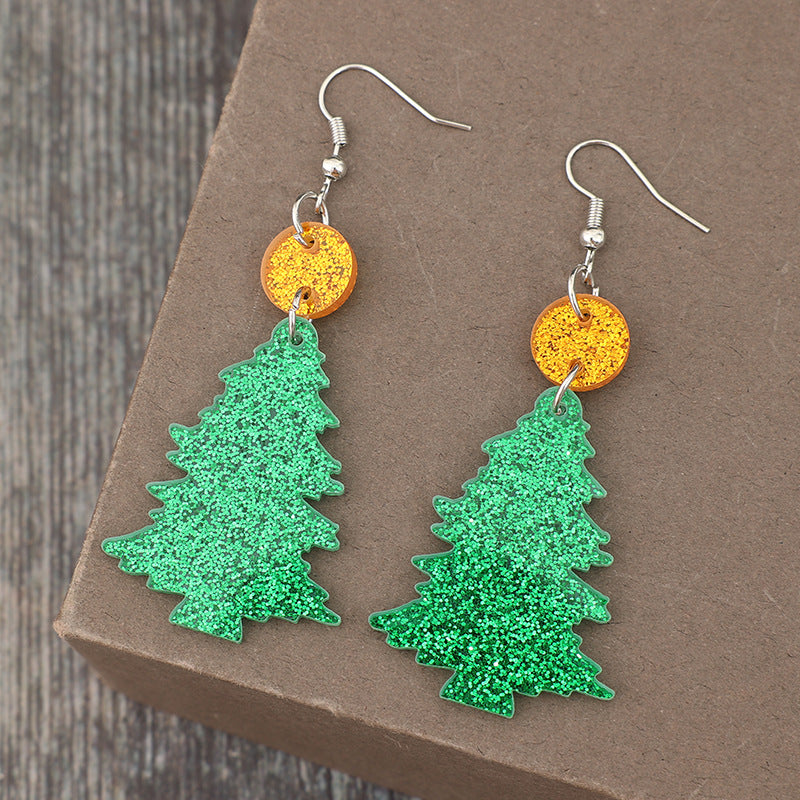 Glitter Acrylic Tree Shape Earrings - Charming Charlie