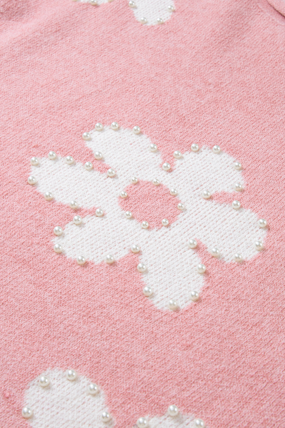 Pearl Trim Flower Round Neck Sweater - Charming Charlie