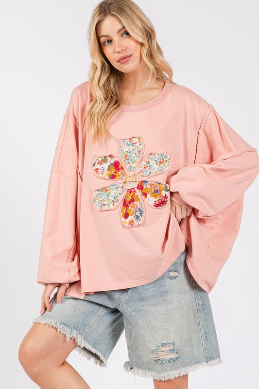 SAGE + FIG Flower Patch Dropped Shoulder Oversize Top - Charming Charlie