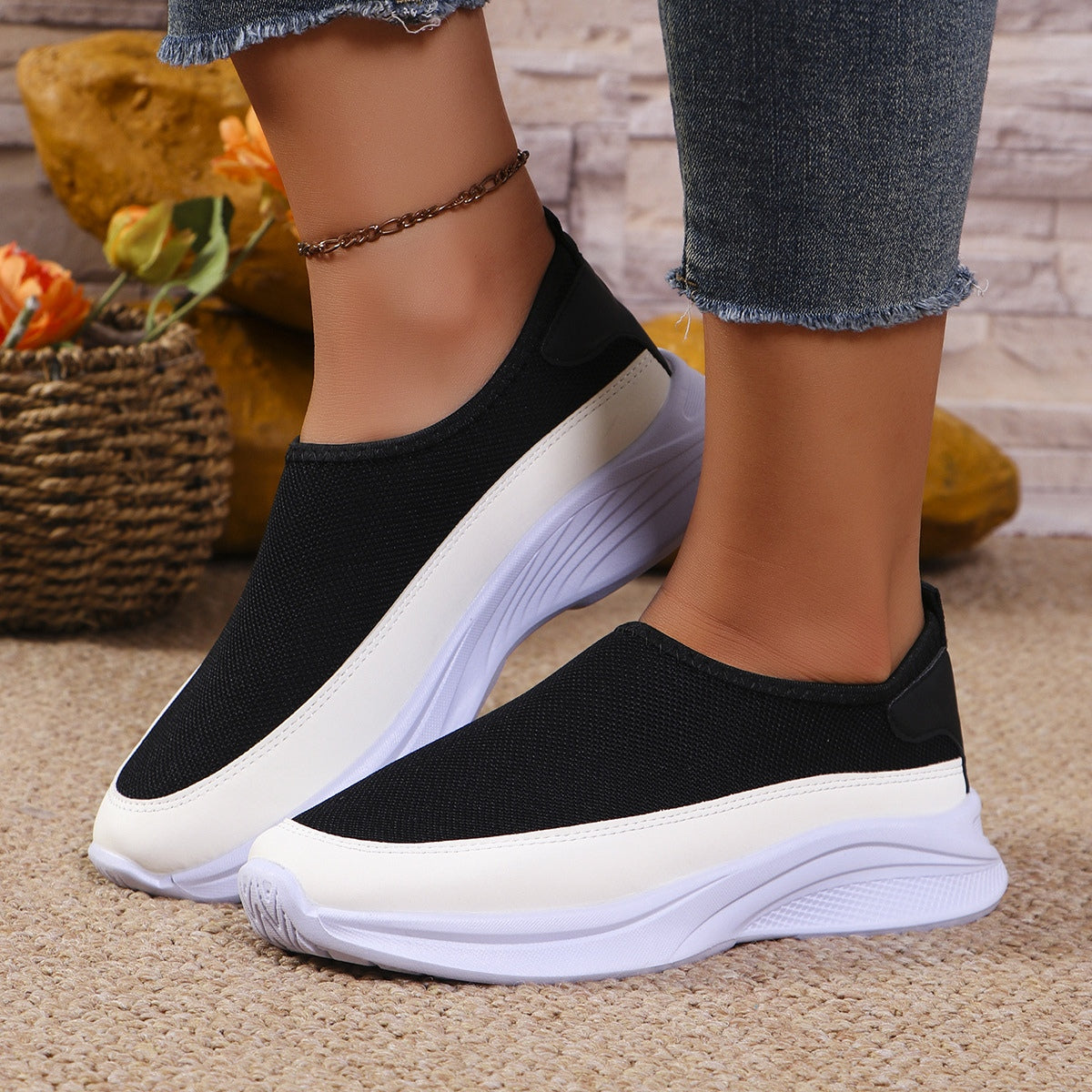 Mesh Contrast Flat Slip-Ons - Charming Charlie
