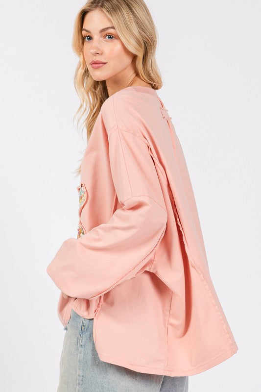 SAGE + FIG Flower Patch Dropped Shoulder Oversize Top - Charming Charlie