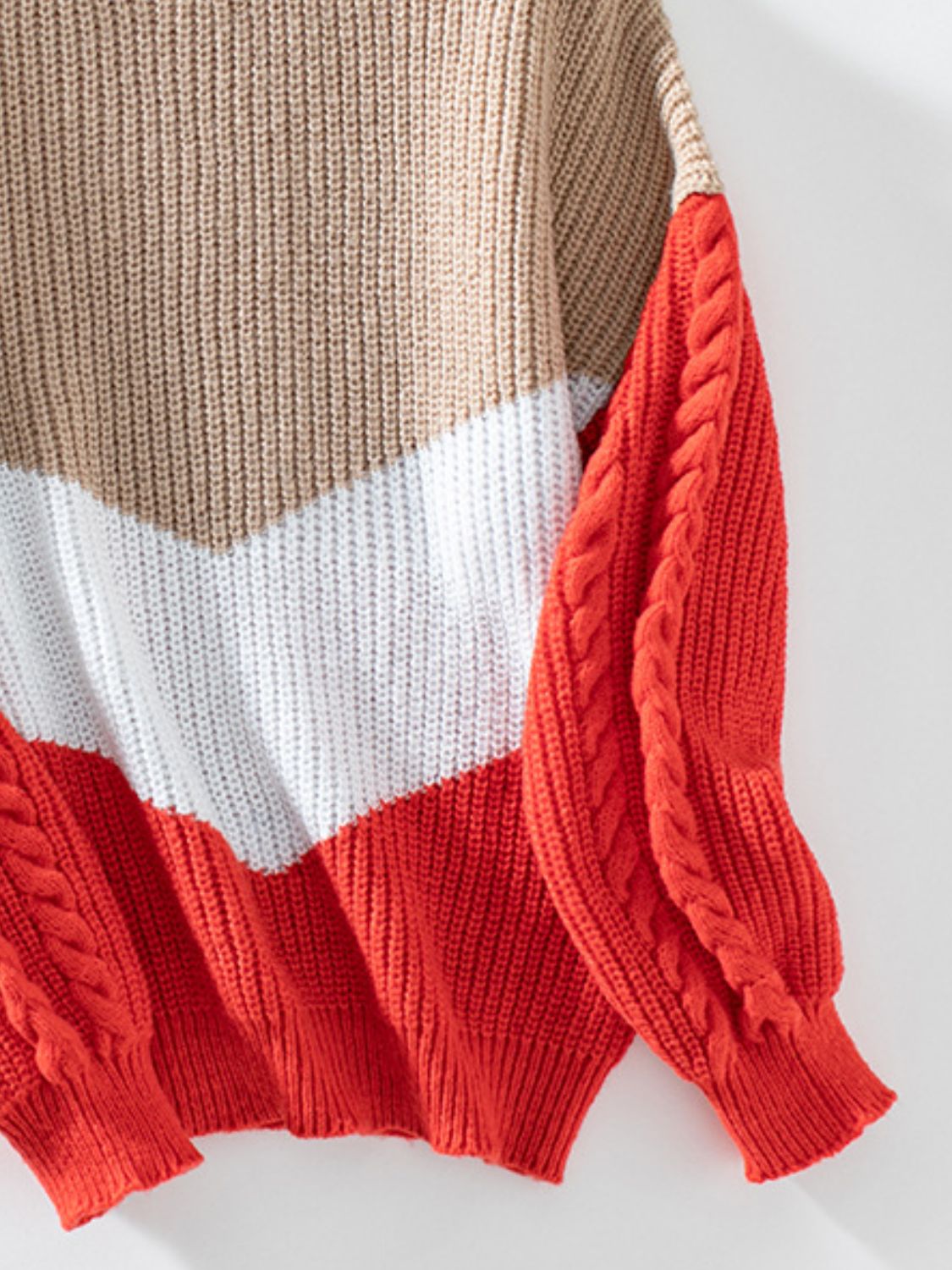 Contrast Round Neck Long Sleeve Sweater - Charming Charlie