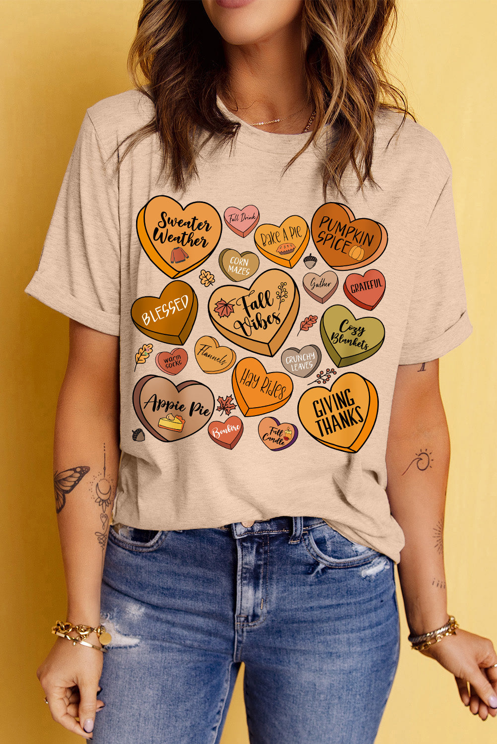 Heart Graphic Round Neck Short Sleeve T-Shirt - Charming Charlie