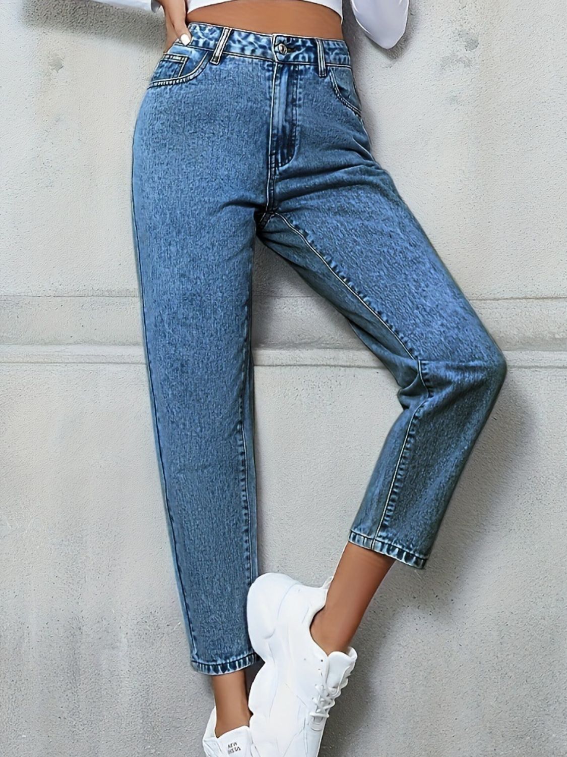 Pocketed Straight Leg Jeans - Charming Charlie
