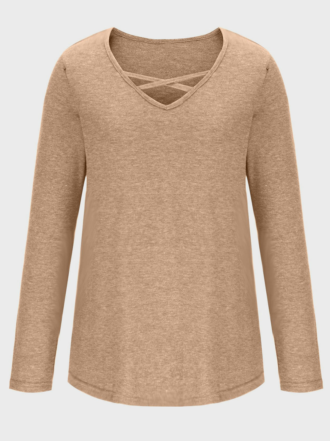 Crisscross V-Neck Long Sleeve T-Shirt - Charming Charlie