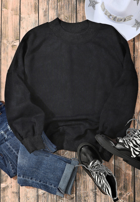 Mock Neck Dropped Shoulder Sweatshirt - Charming Charlie