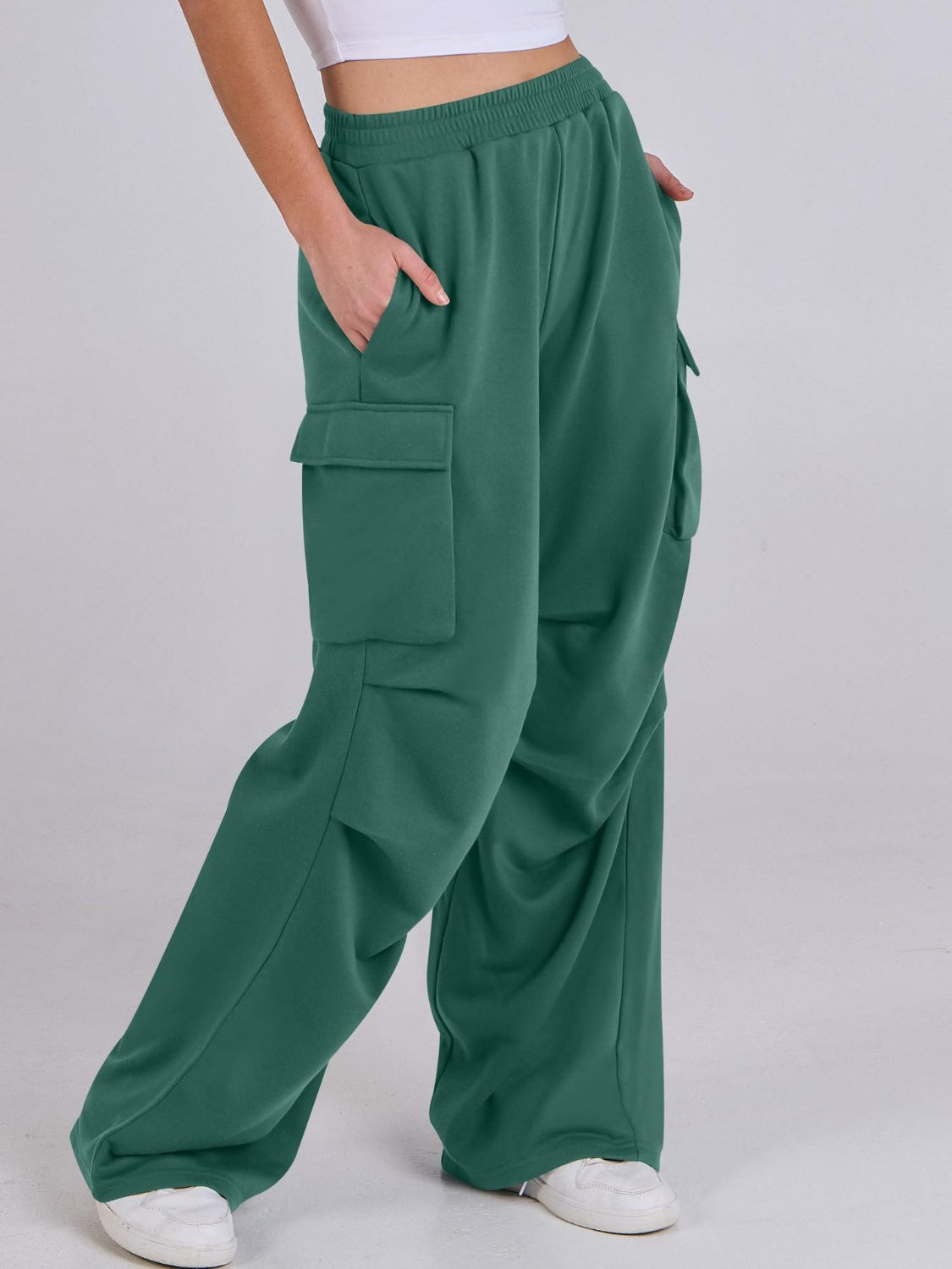 Elastic Waist Wide Leg Pants with Pockets - Charming Charlie