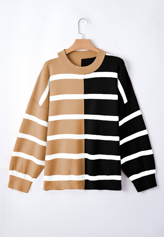 Contrast Striped Long Sleeve Sweatshirt - Charming Charlie