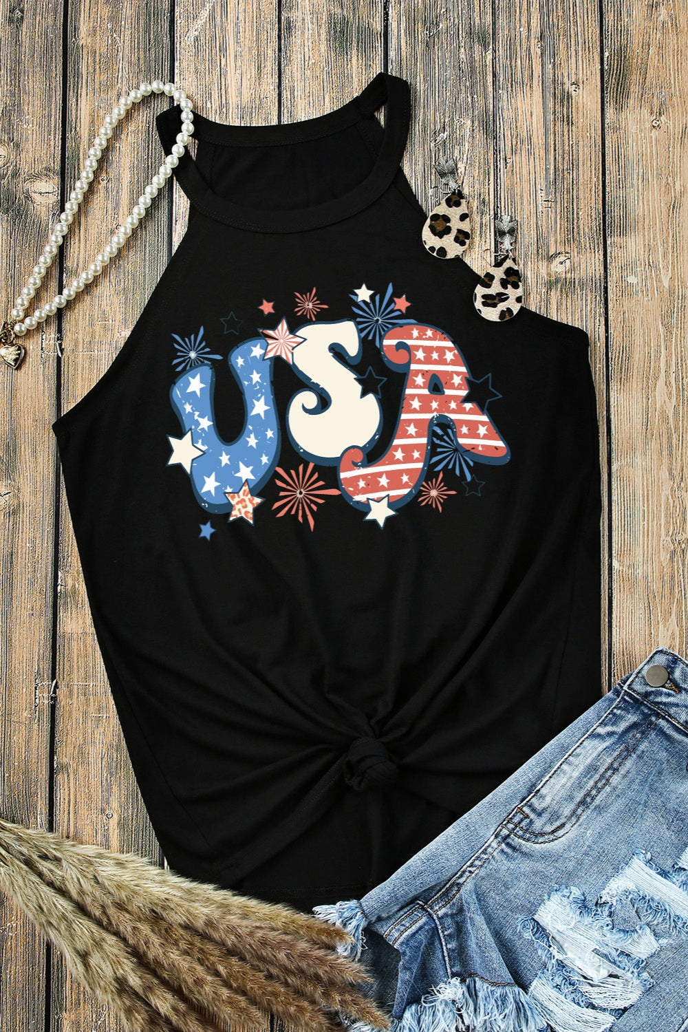 Letter Graphic Round Neck Tank - Charming Charlie
