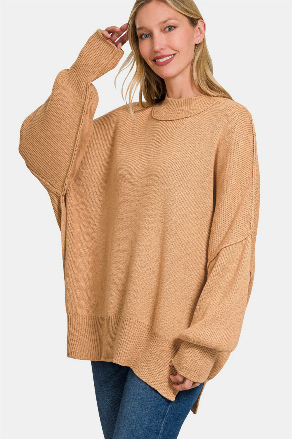 Zenana Side Sit Oversize Sweater - Charming Charlie