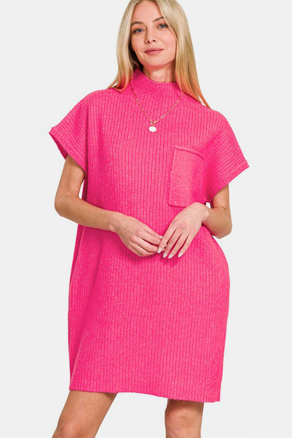 Zenana Short Sleeve Sweater Mini Dress - Charming Charlie