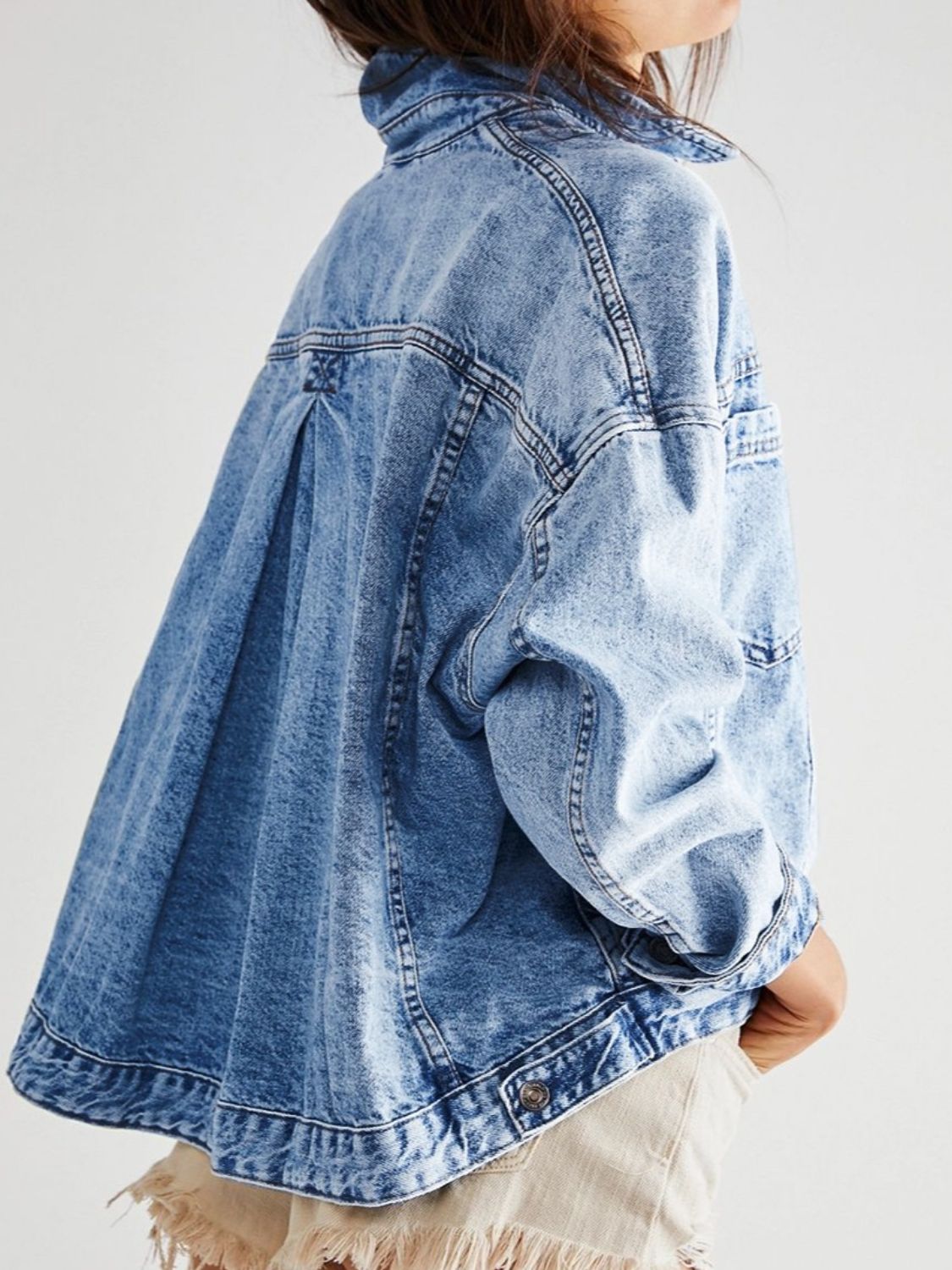 Pocketed Button Up Denim Jacket - Charming Charlie