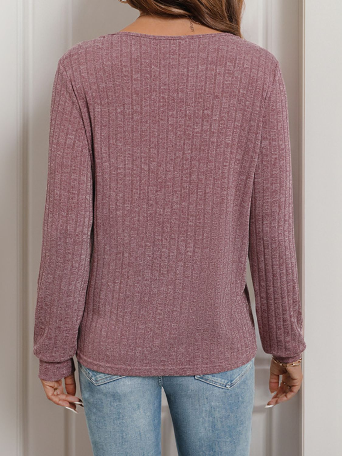 Perfee Square Neck Long Sleeve T-Shirt - Charming Charlie