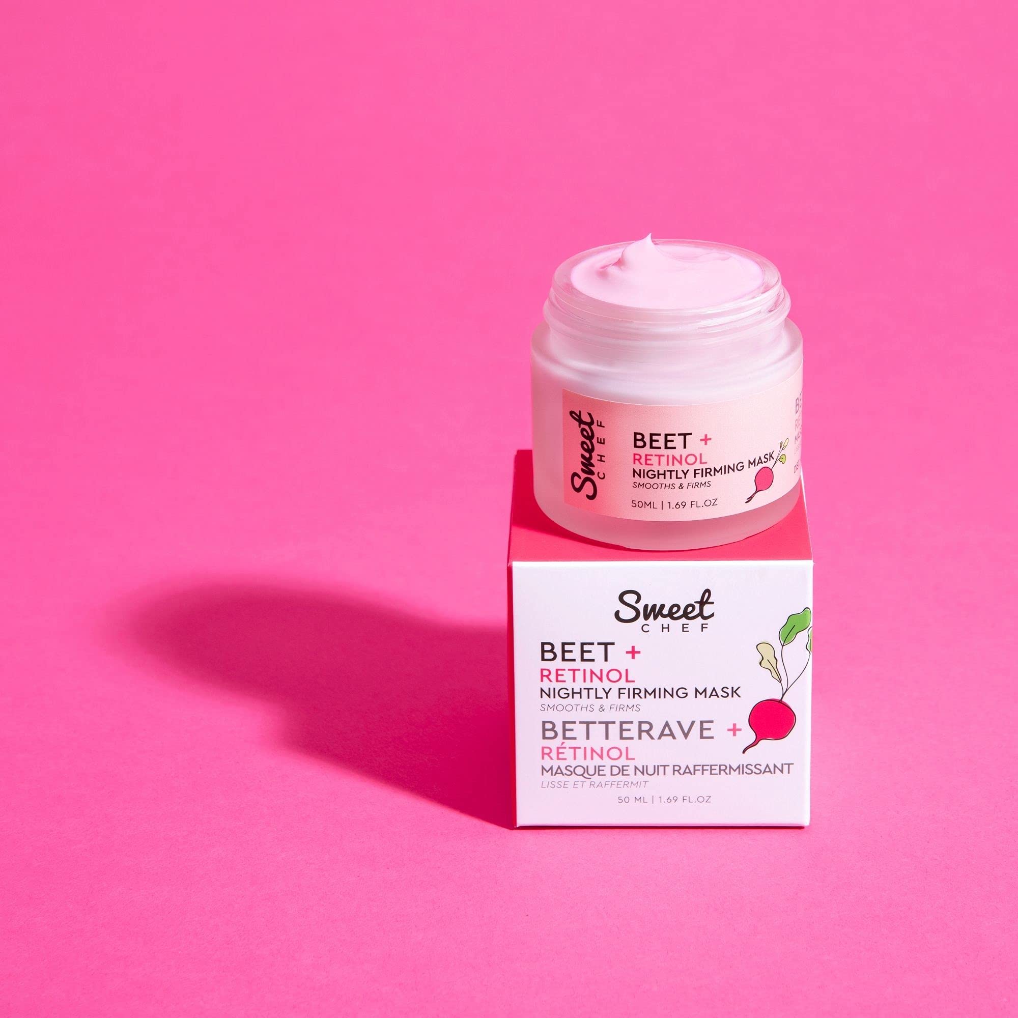 Sweet Chef Beet + Retinol Nightly Firming Mask - Beet Root Extract + Smoothing Retinol Night Cream Mask - Vegan Overnight Face Mask with Squalane + Hyaluronic Acid (50ml / 1.69 fl oz) - Charming Charlie