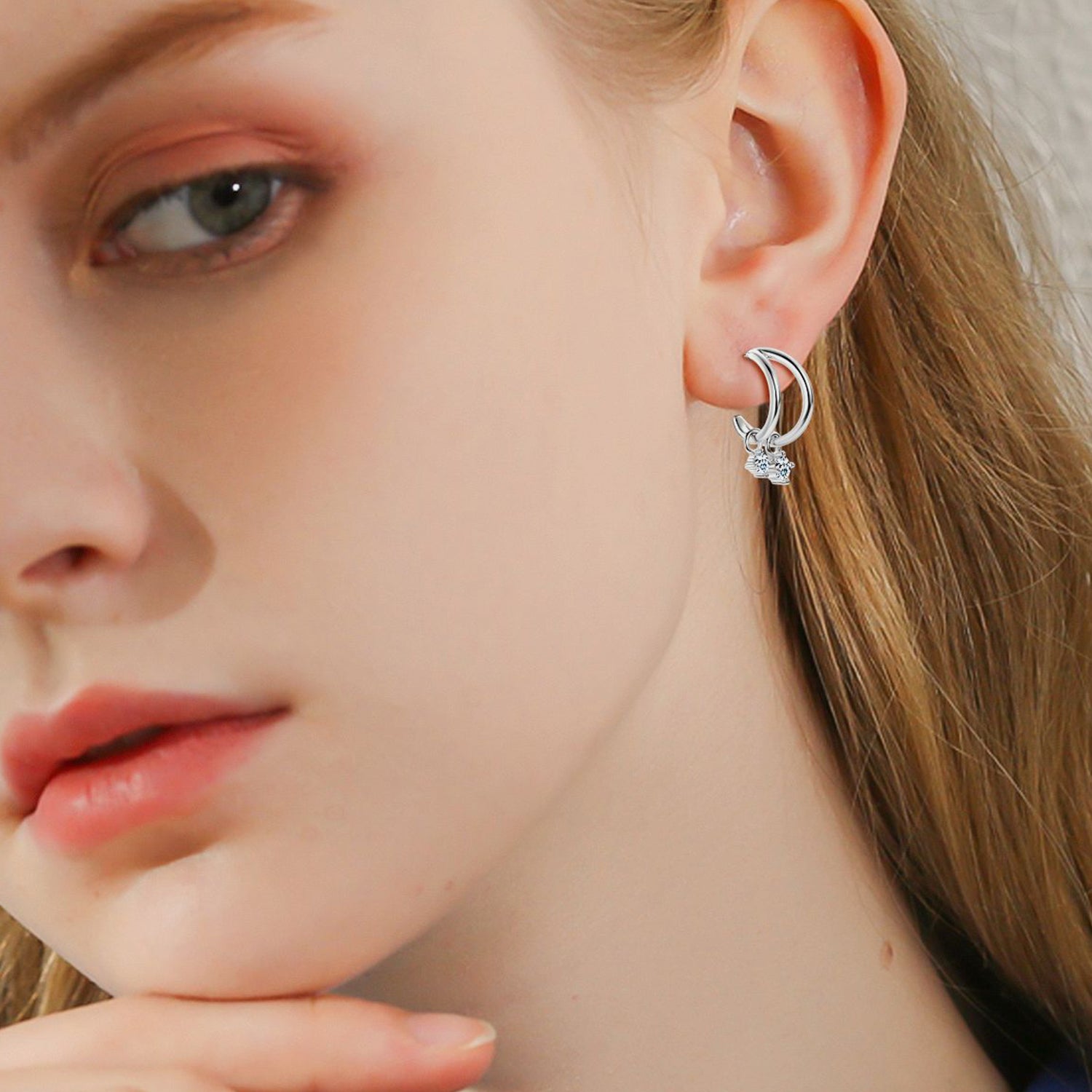 925 Sterling Silver Moissanite C-Hoop Earrings - Charming Charlie