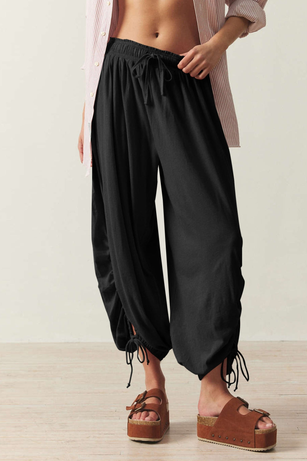 Drawstring Ruched Pants - Charming Charlie