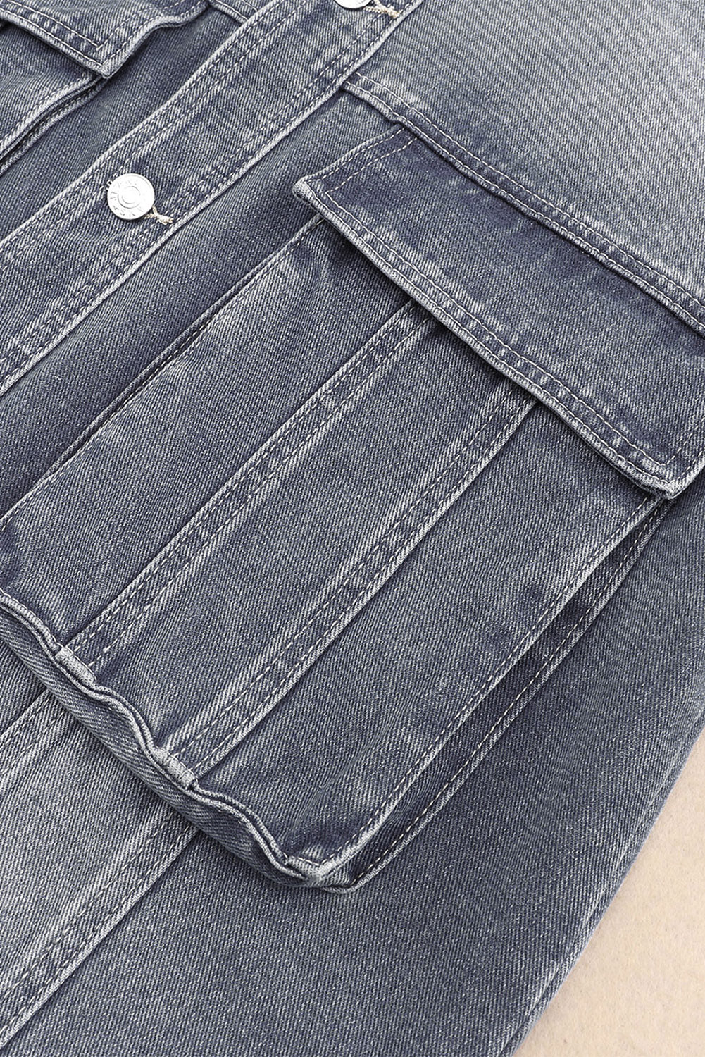 Collared Neck Button Up Denim Jacket - Charming Charlie