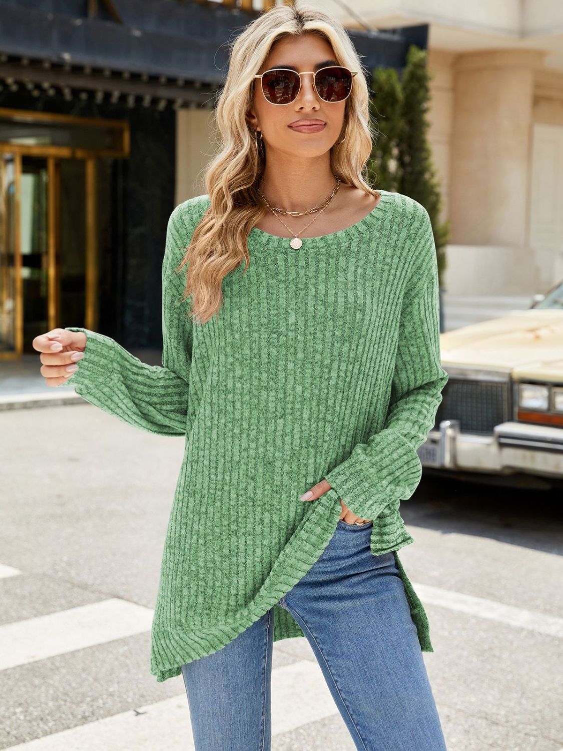 Round Neck Long Sleeve T-Shirt - Charming Charlie