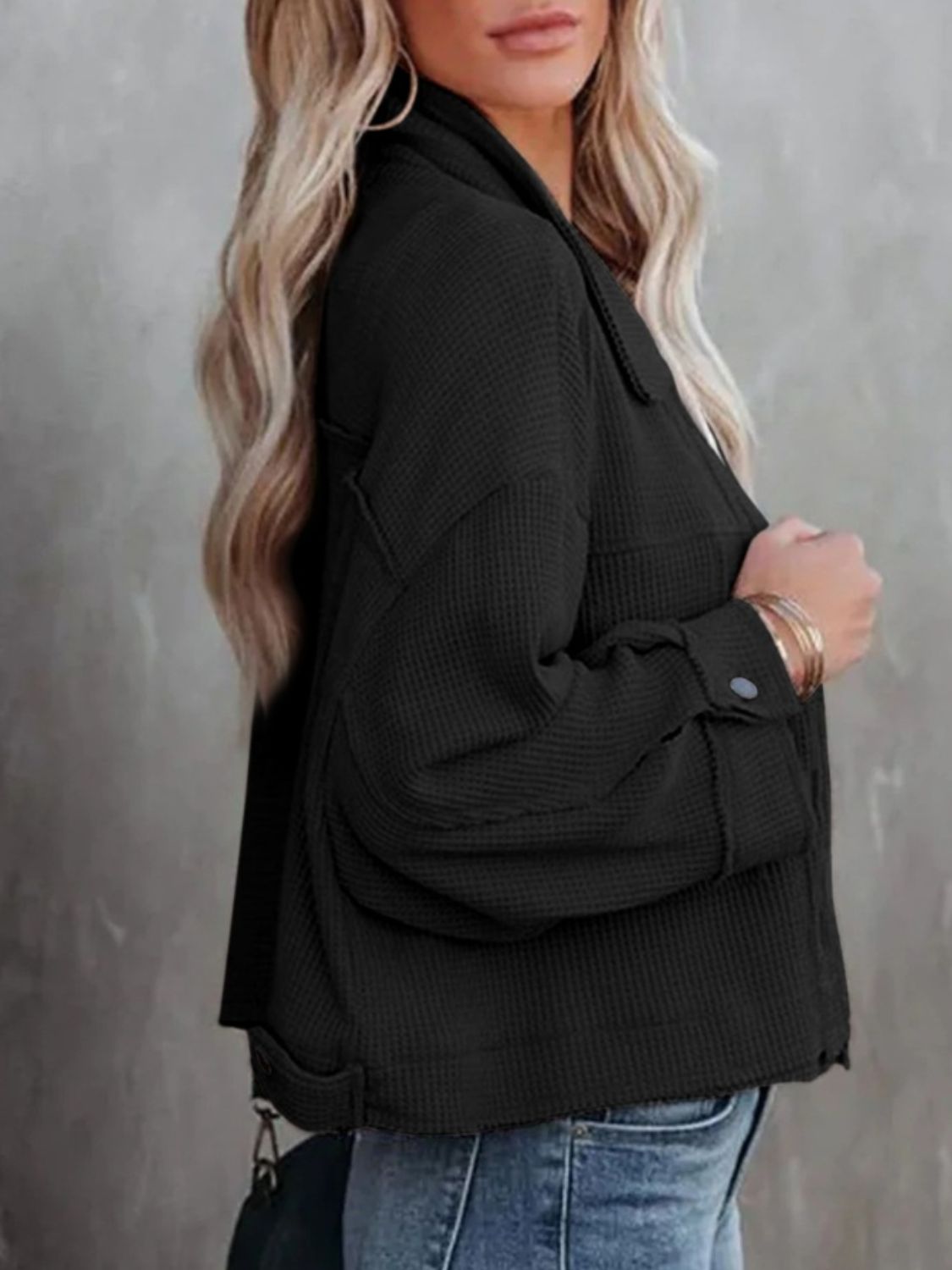 Button Up Long Sleeve Jacket - Charming Charlie