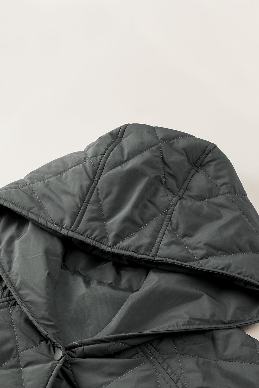 Snap Down Long Sleeve Quilted Winter Coat - Charming Charlie