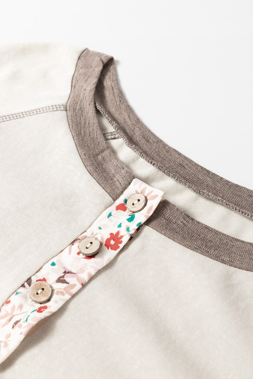 Floral Half Button Long Sleeve T-Shirt - Charming Charlie