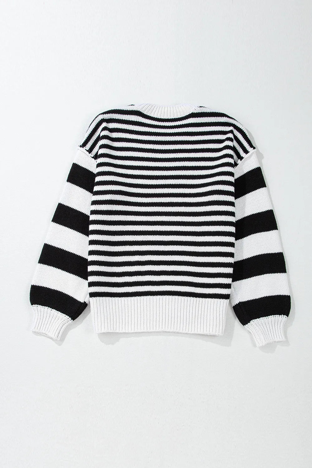 Striped Round Neck Long Sleeve Sweater - Charming Charlie
