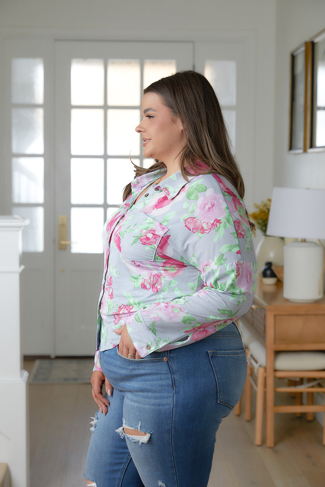 Thinking On It Open Back Floral Top - Charming Charlie