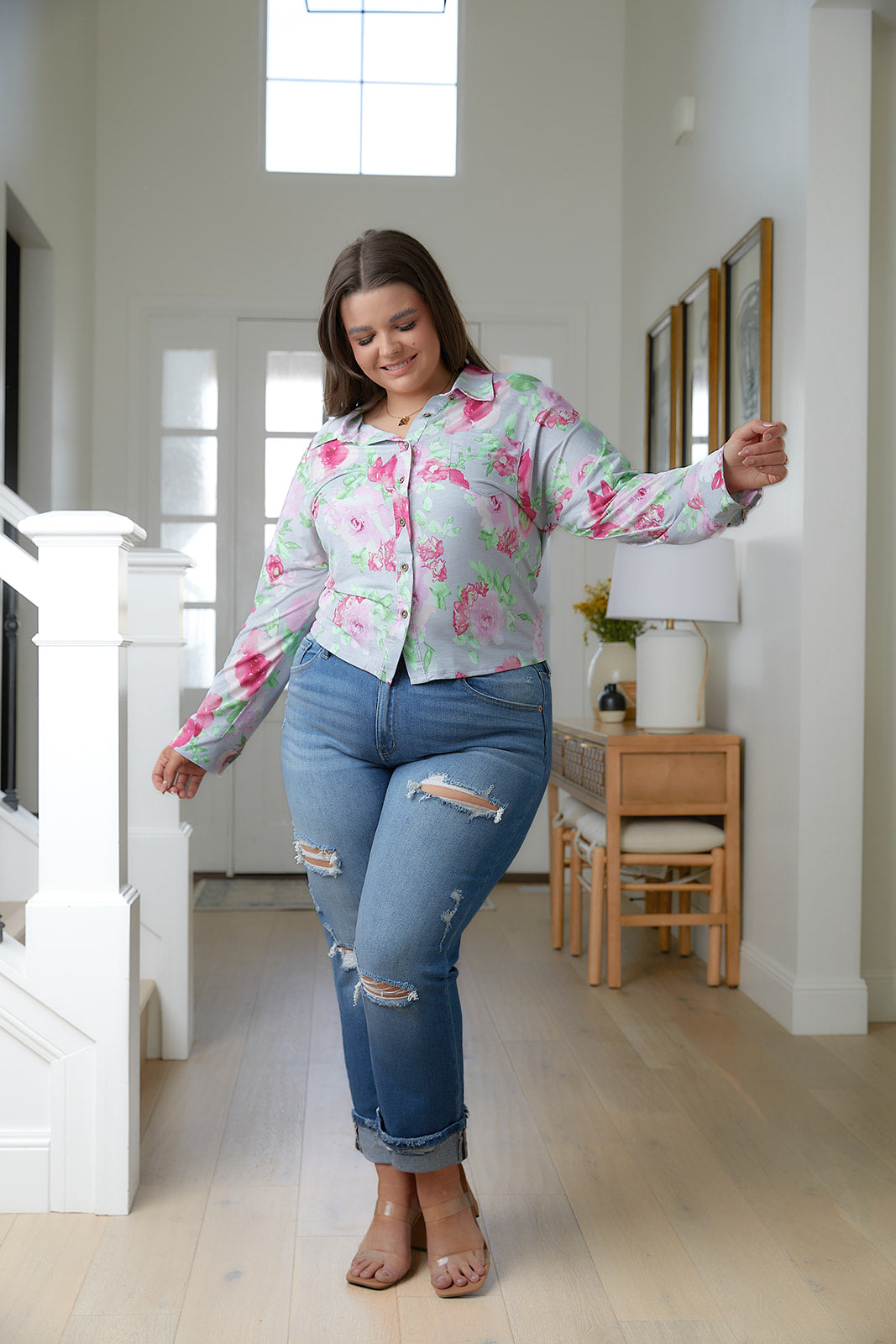 Thinking On It Open Back Floral Top - Charming Charlie