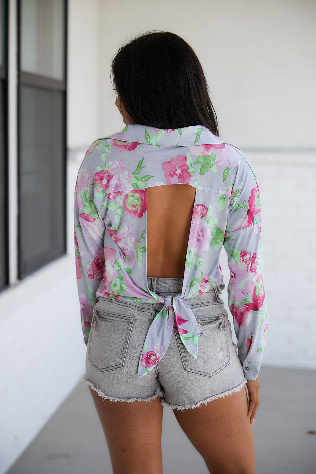 Thinking On It Open Back Floral Top - Charming Charlie